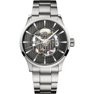 【MIDO 美度 官方授權】Multifort Skeleton Vertigo 縷空機械腕錶(M0384361106100)