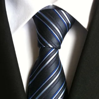 【THE GENTRY 紳】經典紳士商務休閒男性領帶-盒裝-送禮、禮物(藍白斜紋款)