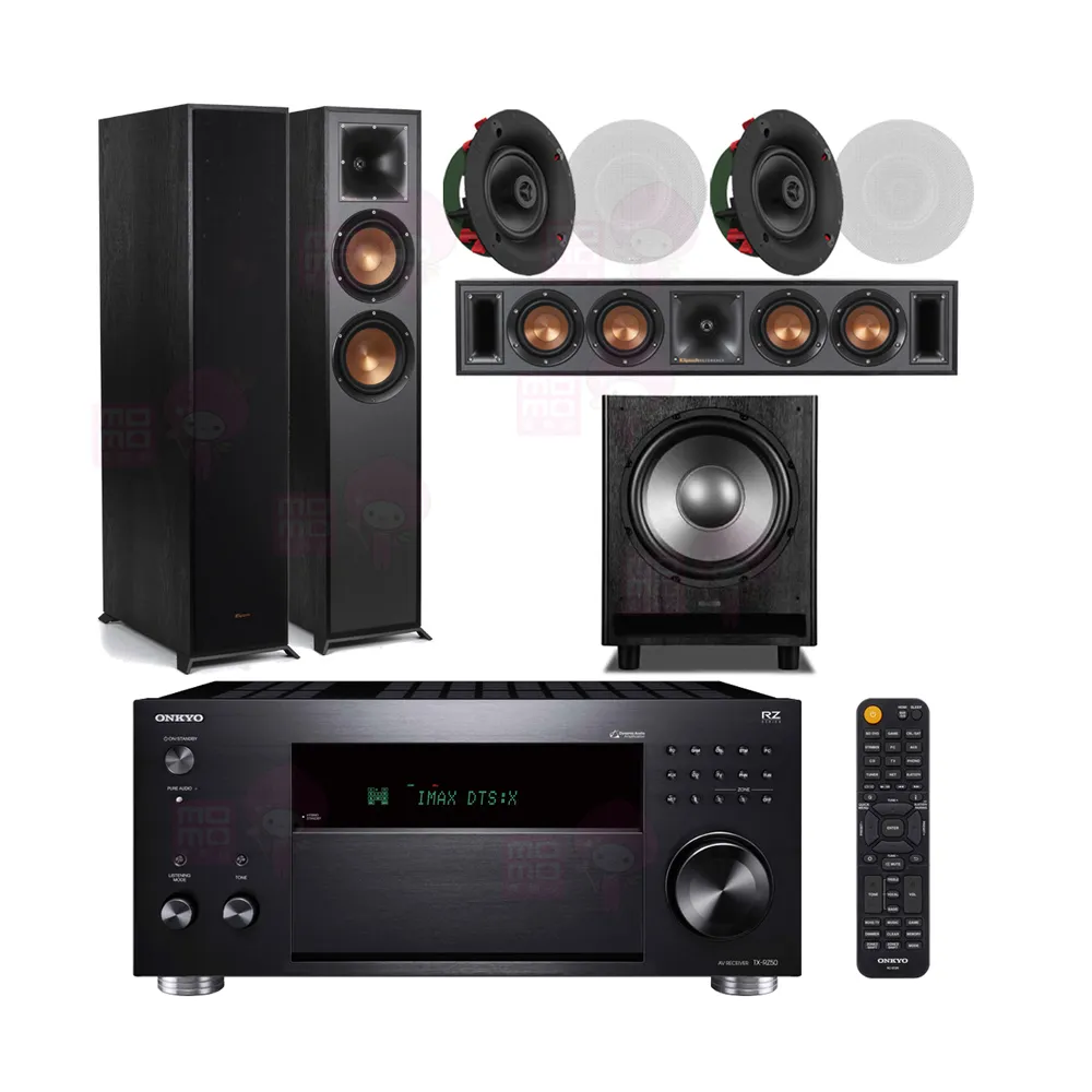 【ONKYO】TX-RZ50+R-625FA+R-34C+CS-16CII+MS-450(擴大機+主喇叭+中置+嵌入式喇叭二對+重低音)