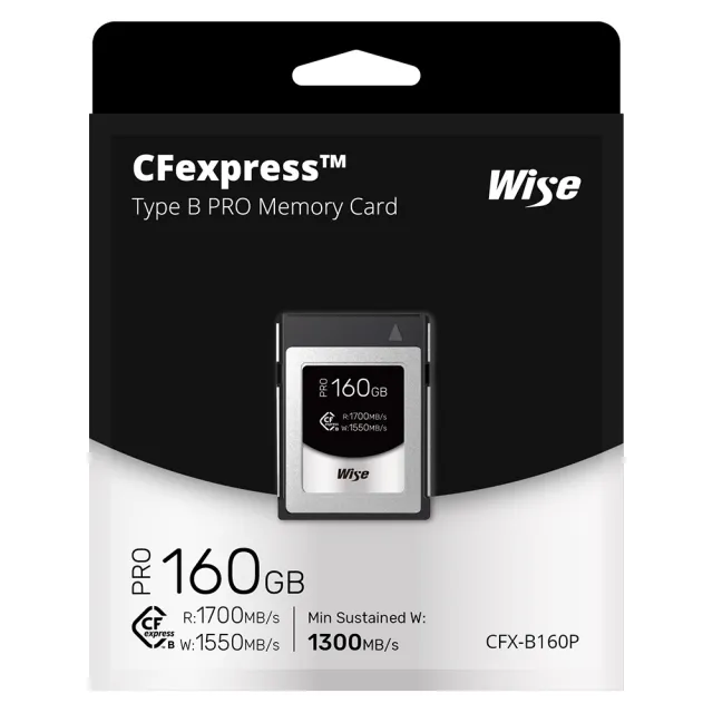 【Wise 裕拓】160G 160GB 1700MB/S CFexpress Type B PRO 高速記憶卡(公司貨 CFX-B160P 適用Z9 1DX3 D6)