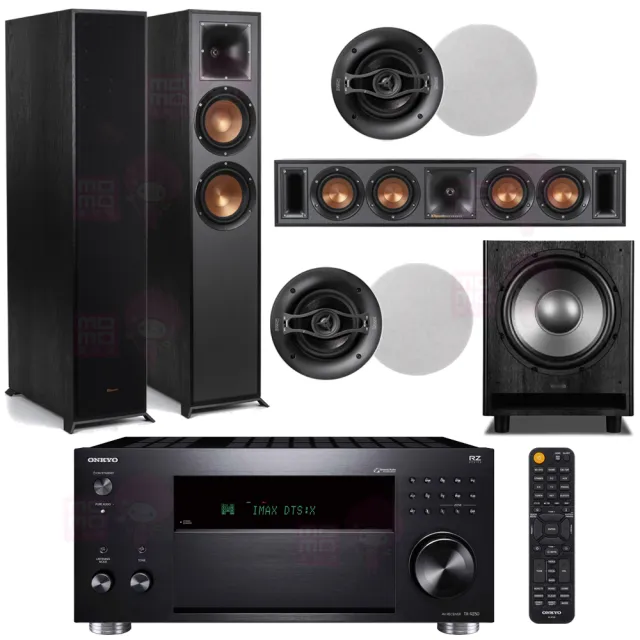 【ONKYO】TX-RZ50+R-625FA+R-34C+ICQ62+MS-450(擴大機+主喇叭+中置+嵌入式喇叭二對+重低音)