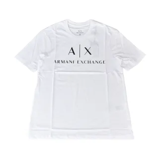 【A|X Armani Exchange】AX Armani Exchenge經典字母LOGO造型純棉短T(白x黑字)