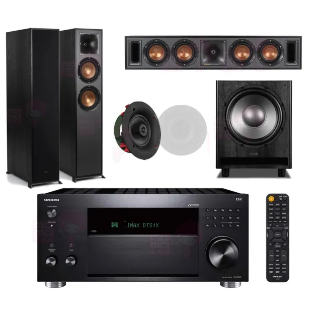 【ONKYO】TX-RZ50+R-625FA+R-34C+CS-16CII+MS-450(擴大機+主喇叭+中置+崁入式喇叭一對+重低音)