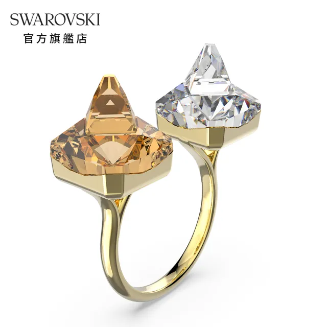 【SWAROVSKI 官方直營】Ortyx 戒指金字塔形切割 彩色 鍍金色色調 交換禮物