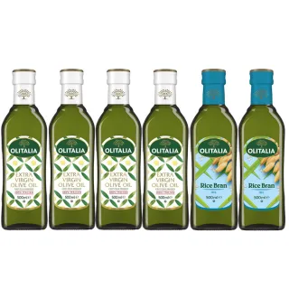 【Olitalia奧利塔】特級初榨橄欖油x4瓶+玄米油瓶x2瓶(500mlx6瓶-禮盒組)