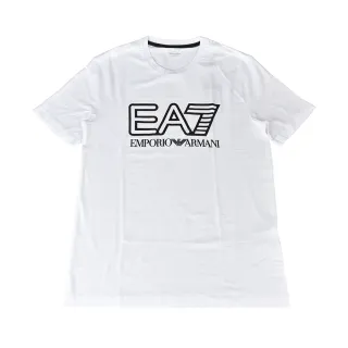 【EMPORIO ARMANI】EMPORIO ARMANI EA7字母LOGO造型純棉短袖T恤(白x黑字)