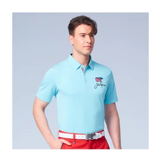 【Jack Nicklaus 金熊】GOLF男款彈性素面美國熊吸濕排汗高爾夫球衫/POLO衫(藍色)