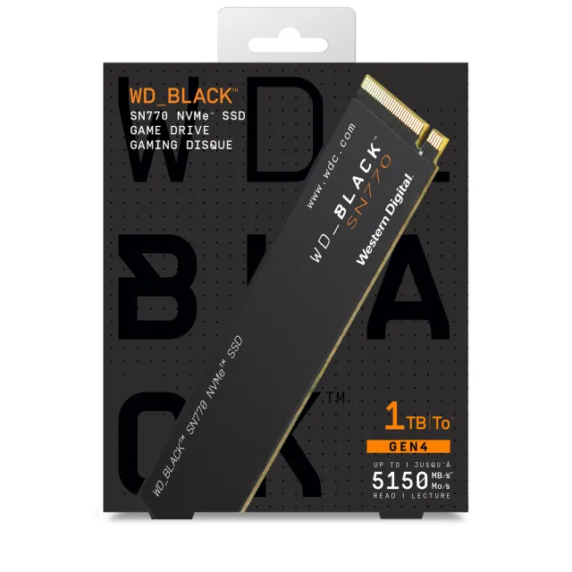 【Western Digital】黑標 SN770 1TB NVMe M.2 PCIe SSD(讀：5150MB/s 寫：4900MB/s)