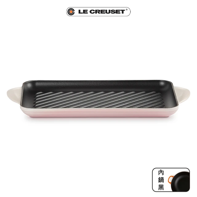 【Le Creuset】琺瑯鑄鐵鍋雙耳長方鐵烤盤32cm(貝殼粉)