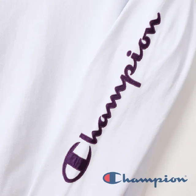 【Champion】官方直營-RW袖子草寫Logo長袖Tee-9.4oz-男(白色)