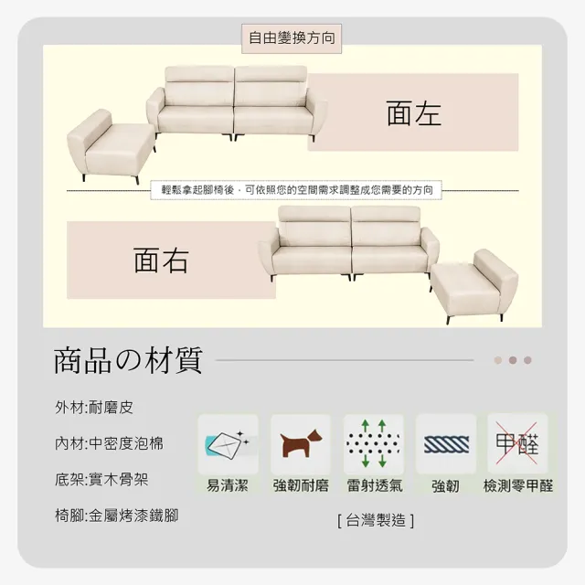 【多瓦娜】MIT羅達L型沙發-兩色