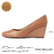 【TINO BELLINI 貝里尼】巴西進口復古典雅圓頭牛皮楔型跟鞋FSGV0001(棕)
