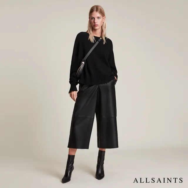 【ALLSAINTS】LEAH 上等純羊皮羊皮寬褲-黑 WL052T(舒適版型)