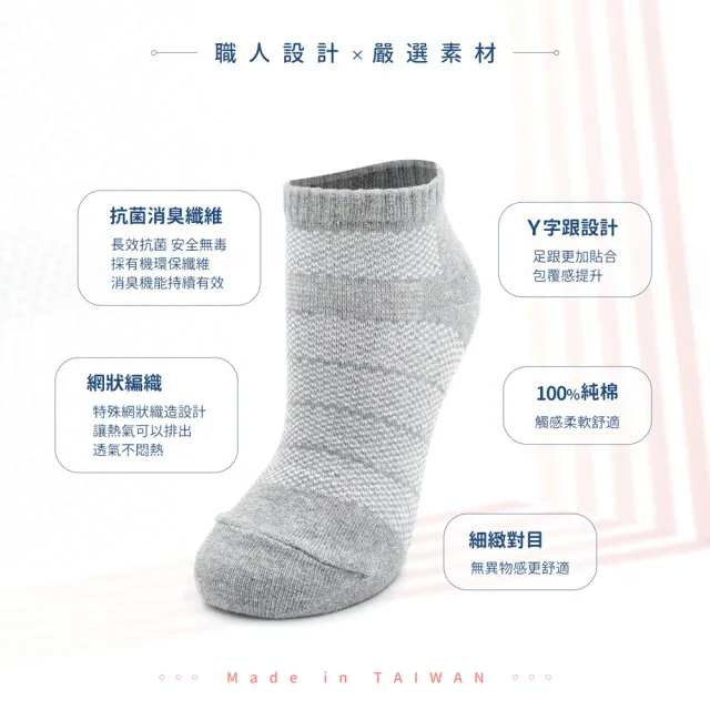 【GIAT】國際認證抗菌透氣消臭襪-1/4低襪口款(6雙組-台灣製MIT)