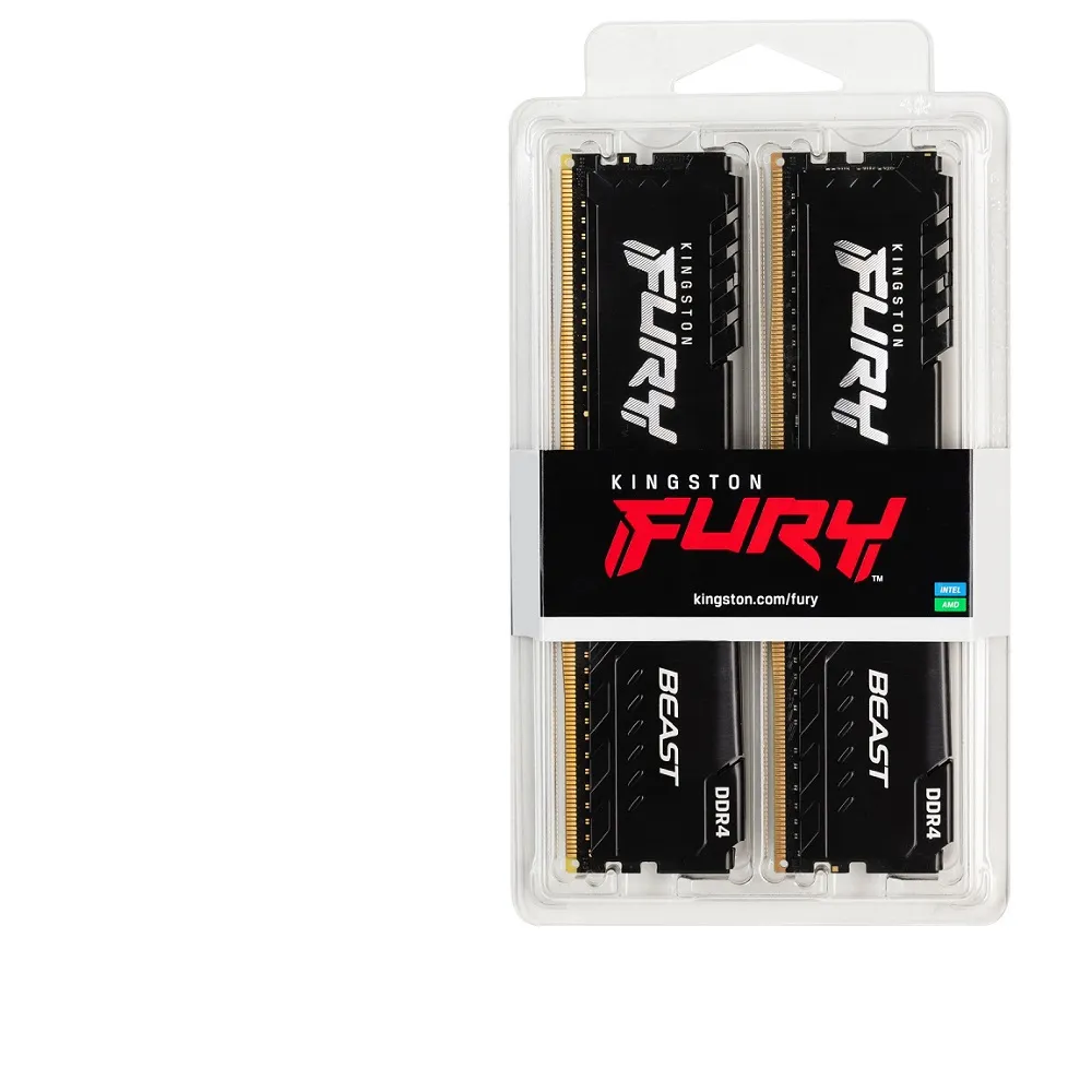 【Kingston 金士頓】FURY Beast DDR4 3200 32GB 16GB x2 PC 記憶體 黑 KF432C16BBK2/32 超頻