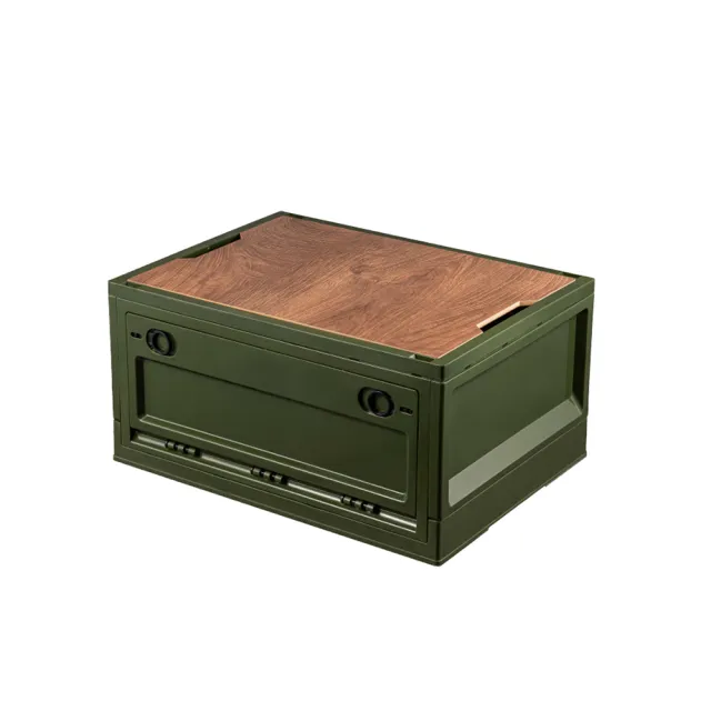 【樂邦】木紋蓋雙開門摺疊收納箱-中款3入+大款3入(整理箱 置物 儲物 露營)