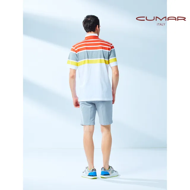 【CUMAR】男裝短袖棉質條紋POLO衫/178230(多色任選)