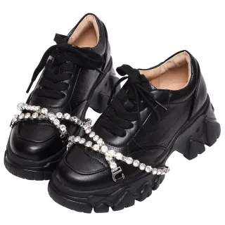 【Ann’S】ANNSTAR詩亞SA聯名-閃閃發光的可拆鑽石輕量老爹鞋6cm-版型偏小(黑)