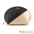 【Bgilio】十字紋牛皮優雅貝殼零錢包/化妝包-2色-大(1943.301)