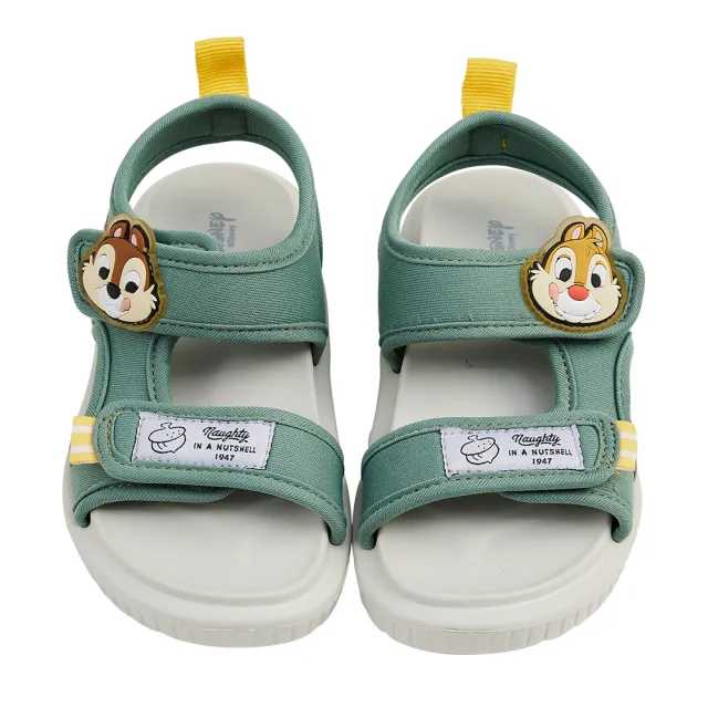 【Disney 迪士尼】迪士尼童鞋 奇奇蒂蒂 造型雙魔鬼氈餅乾涼鞋-綠(MIT台灣在地工廠製造)