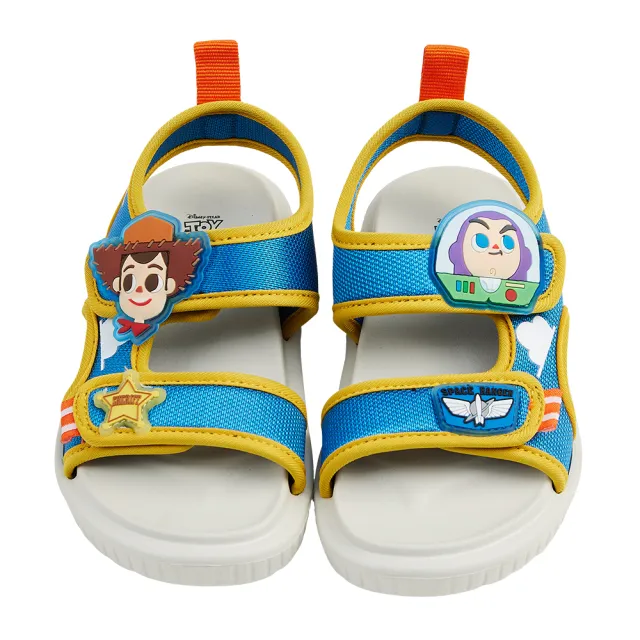 【Disney 迪士尼】迪士尼童鞋 玩具總動員 胡迪與巴斯 造型雙魔鬼氈餅乾涼鞋-藍(MIT台灣在地工廠製造)