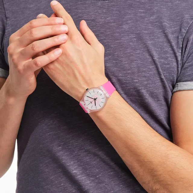 【SWATCH】New Gent 原創系列手錶PINK DAZE 花朵綻放 瑞士錶 錶(41mm)