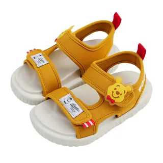 【Disney 迪士尼】迪士尼童鞋 小熊維尼 造型雙魔鬼氈餅乾涼鞋-黃(MIT台灣在地工廠製造)