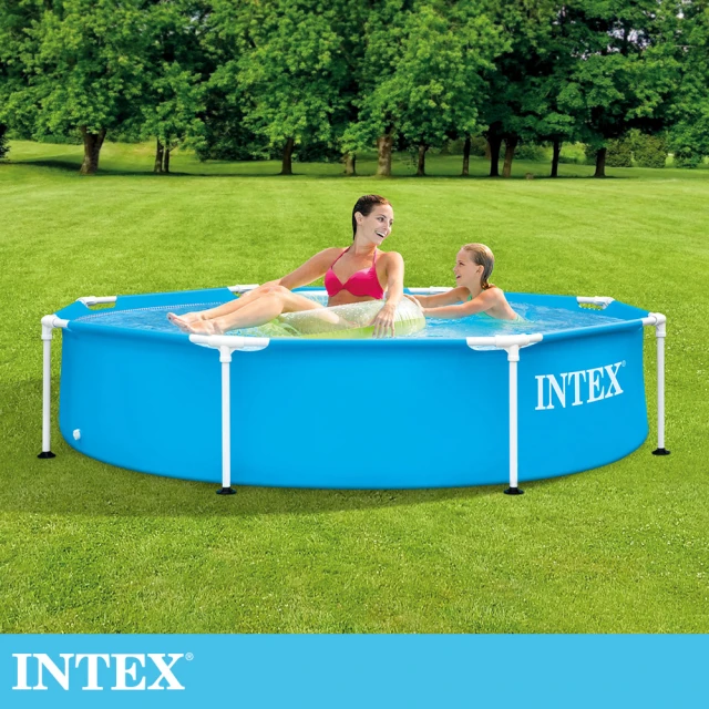 INTEX 簡易裝圓形框架游泳池244x51cm 1828L 適用6歲+(28205NP)