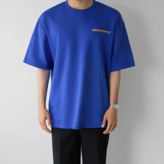 【AMERO】男女裝 圓領短袖T恤(方框印花 寬鬆 落肩 情侶裝)