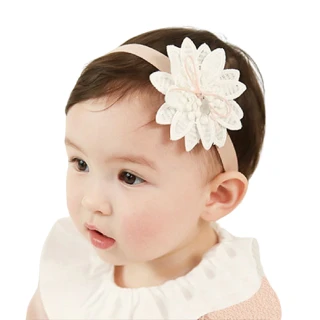 【Akiko Sakai】公主女孩0-18個月寶寶大花造型髮帶 -白色(生日 送禮 禮物)