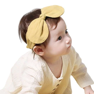 【Akiko Sakai】可愛蝴蝶結造型棉麻布料0.5-2歲寶寶髮帶(生日 送禮 禮物)