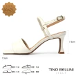 【TINO BELLINI 貝里尼】巴西進口時髦方頭一字帶繞踝高跟涼鞋FSLO0001(白)