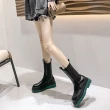 【Hedy】厚底切爾西靴 中筒切爾西靴/個性寬楦撞色厚底潮流中筒切爾西靴(綠)