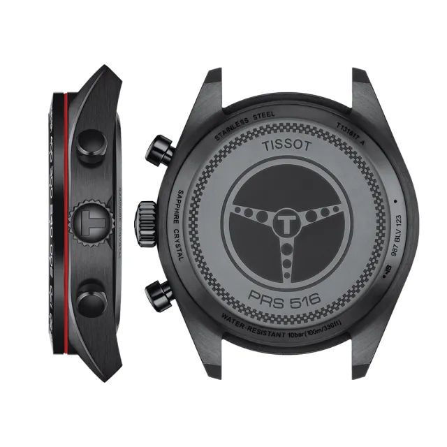 【TISSOT 天梭 官方授權】T-Sport系列 PRS 516 三眼計時手錶-45mm 母親節 禮物(T1316173605200)