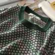 【Lockers 木櫃】春夏格紋拼色短袖針織上衣 L111040604(拼色針織上衣)