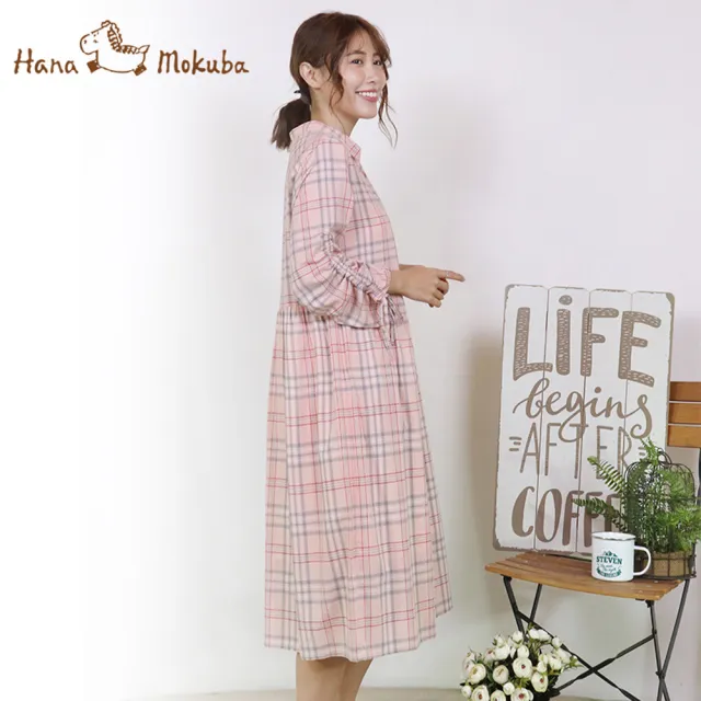 【Hana Mokuba】花木馬日系女裝清新格紋洋裝(洋裝)