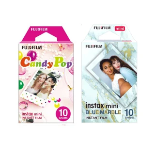 【FUJIFILM 富士】instax mini 拍立得底片 2入組(彩色糖果/天青石)