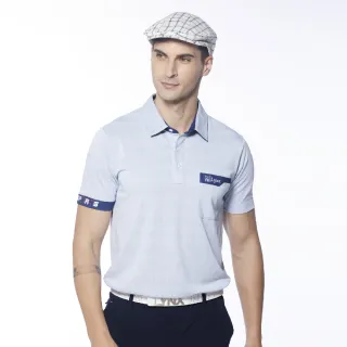 【Lynx Golf】男款吸溼排汗袖口造型設計胸袋款短袖POLO衫/高爾夫球衫(灰色)