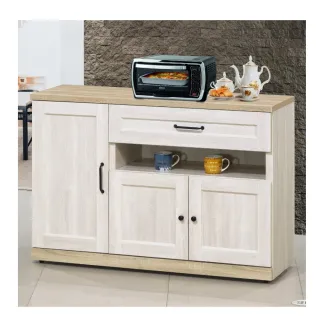 【MUNA 家居】泰倫斯4尺白橡木色餐櫃/下座(碗盤櫃 櫥櫃 收納)