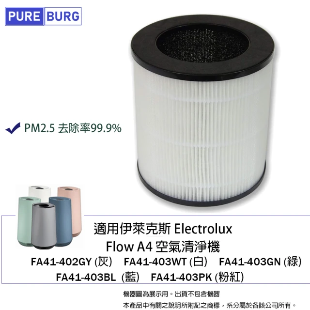 PUREBURG 適用Electrolux伊萊克斯Flow A4空氣清淨機FA41-402GY 403WT 403GN 403BL 副廠濾網