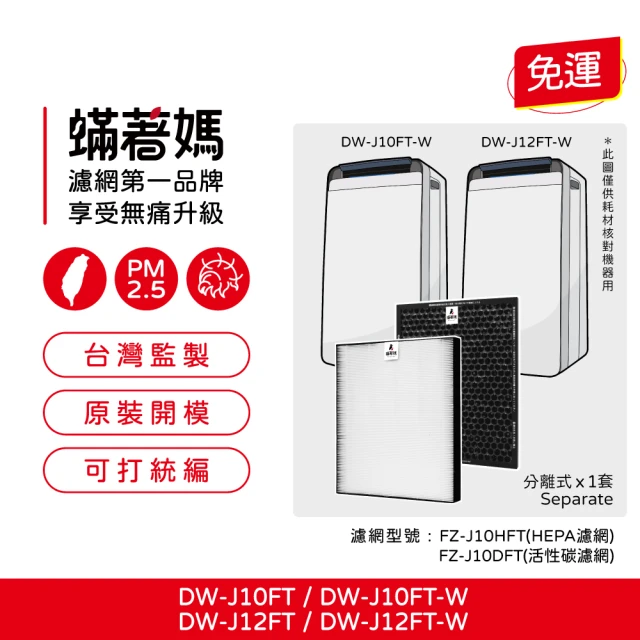 蟎著媽 濾網(適 Sharp 夏普 DW-J10FT-W DW-J12FT-W 空氣清淨除濕機)