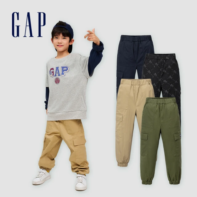 GAP 男童裝 Logo束口鬆緊褲-黑色(890280)優惠