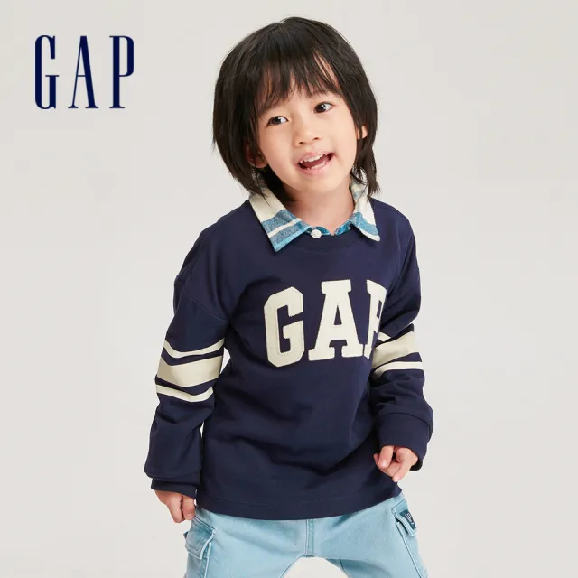 【GAP】男幼童裝 Logo純棉圓領長袖T恤-多色可選(784980)