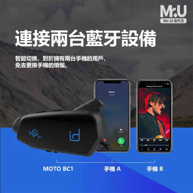 【Mr.U 優先生】MOTO BC1 機車藍芽耳機 行車記錄器 2K wifi id221 安全帽耳機 紀錄器(贈32G+防盜鋼繩)