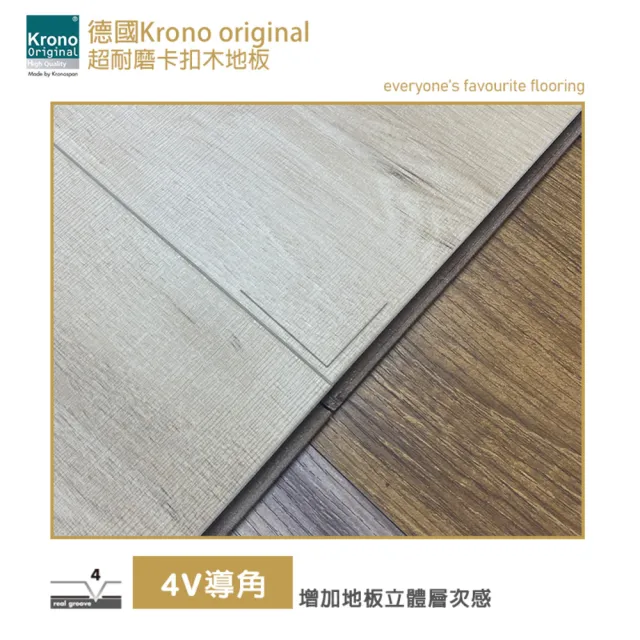 【美樂蒂】德國KRONO ORIGINAL卡扣式超耐磨地板-0.8坪/箱-高知橡木--同步對紋--(每箱約0.8坪/11片)