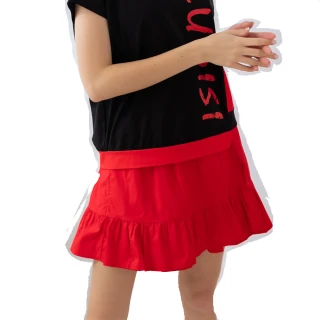 【Qiruo 奇若名品】春夏專櫃大紅色荷葉短褲裙8135C 活潑亮麗短褲(俏)