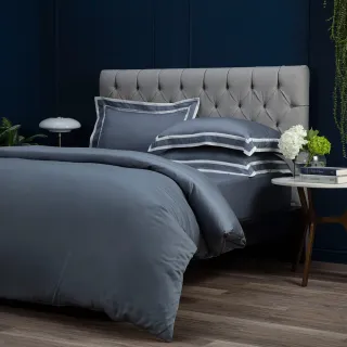 【WEDGWOOD】60支100%天絲素色兩用被枕套床包四件組-玉石藍(加大)