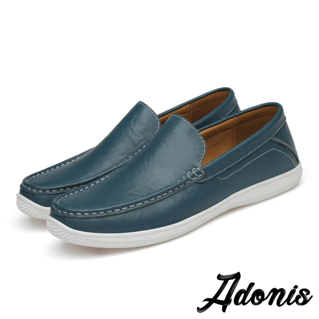 【Adonis】真皮樂福鞋/真皮頭層牛皮雅仕氣質休閒樂福鞋-男鞋(藍)