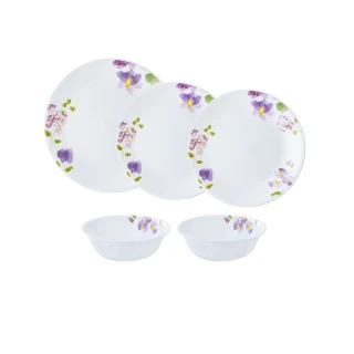 【CorelleBrands 康寧餐具】紫霧花彩碗盤五件組(E02)