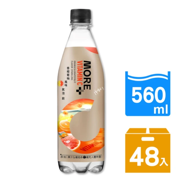 味丹 多喝水MORE+維他命氣泡飲香橙葡柚風味560mlx2